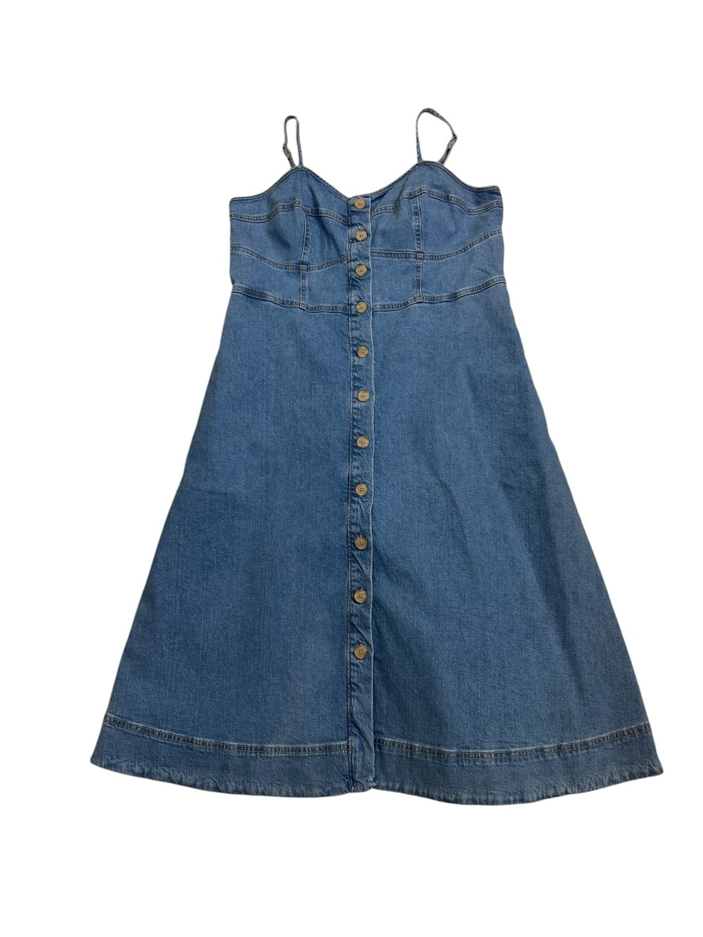 Universal Thread Denim Corset Midi Dress Button Front Smocked Back Pockets XL - Picture 7 of 11